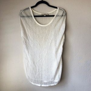 Sleeveless sheer white lace sweater